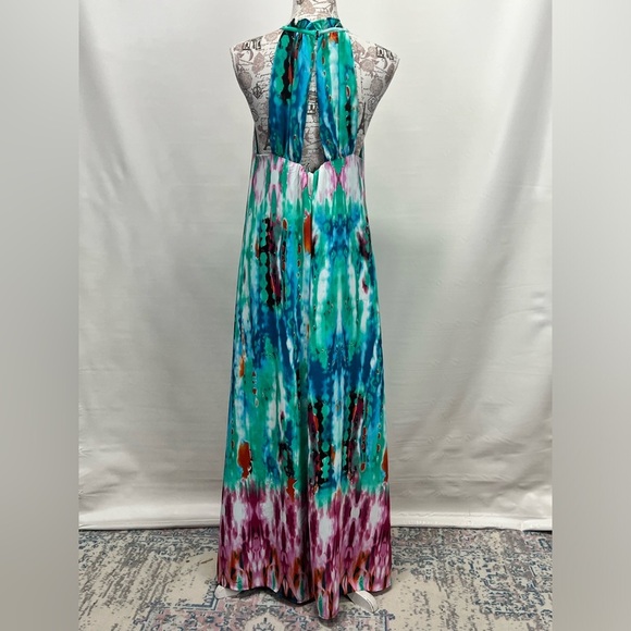BUDDY LOVE Aqua multi halter neck maxi dress size M. - Picture 7 of 13